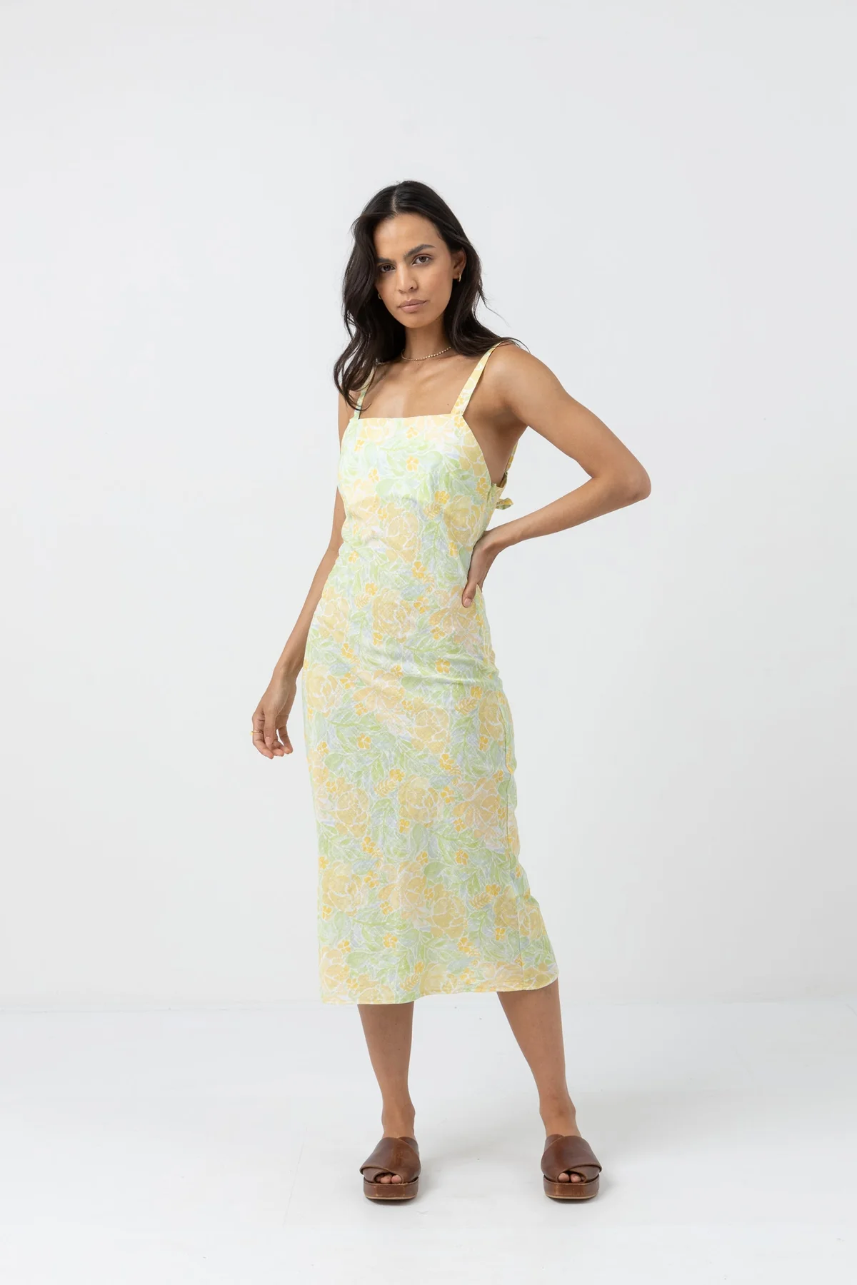 Magnolia Floral Bias Midi Dress